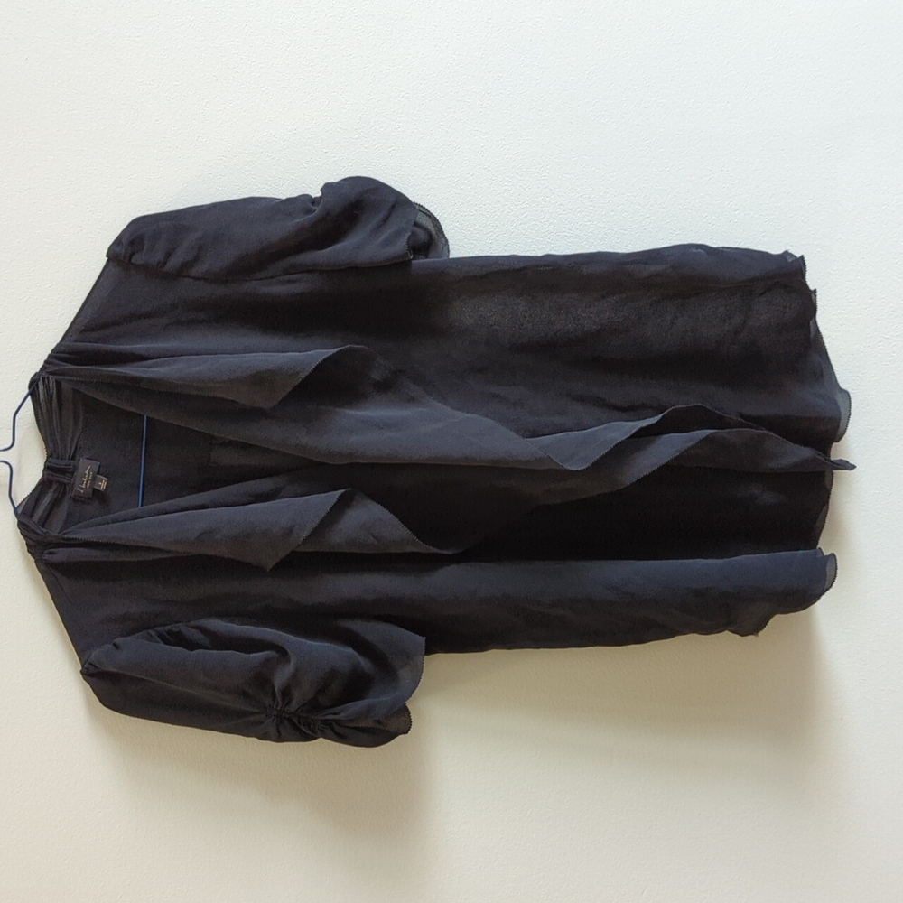 T Babaton black silk shirt with ruffles